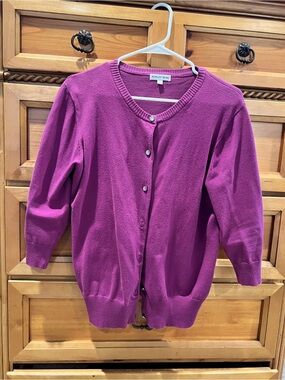 Ashley Blue Purple Pink Magenta Button-Front Cardigan Sweater Sz 1x